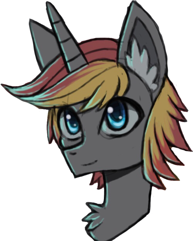 Raptor007, Blue Eyes, Bust, Ear Fluff, Edit, Horn, Cartoon Clipart