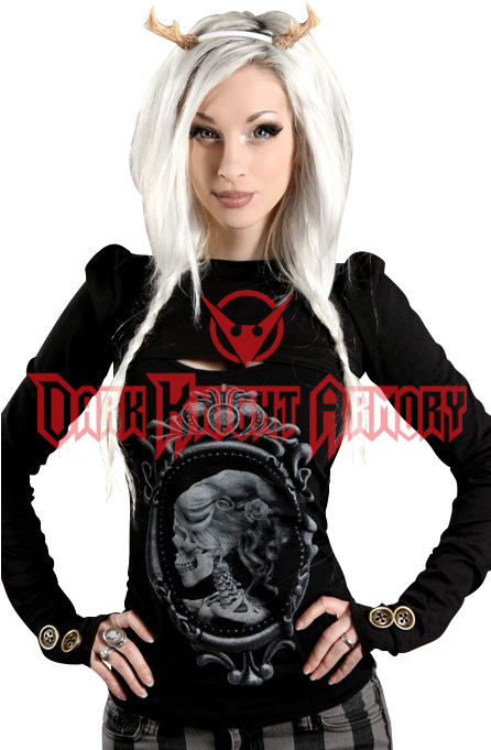 Black Puff Sleeved Skinny Shrug - Rin Dracula Clothing Clipart (680x680), Png Download