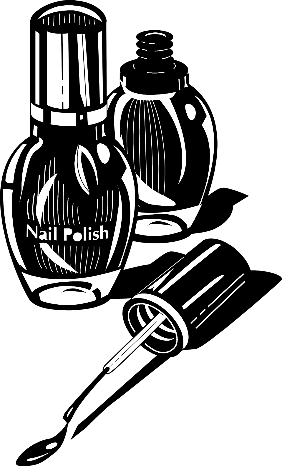 Nail Clipart Nail Polish Bottle - Nailpolish Black And White - Png Download (958x1583), Png Download