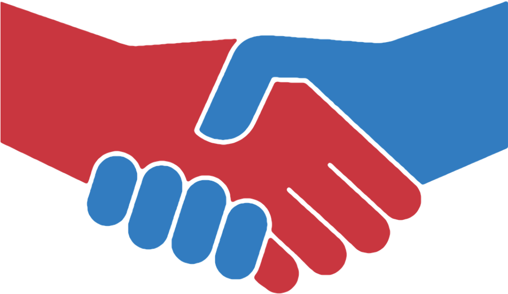 Hvac School Handshake - Red And Blue Hands Shaking Clipart (1000x1000), Png Download