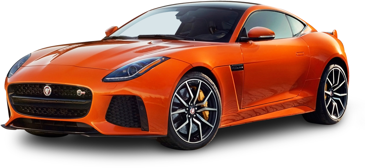 Orange Jaguar F Type Svr Coupe Car Png Image Clipart (1237x569), Png Download