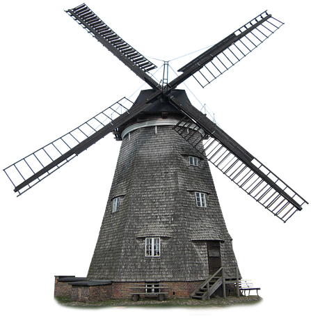Windmill, Isolated, Old, Turn, Wind Power, Mill - Windmill Clipart (475x720), Png Download