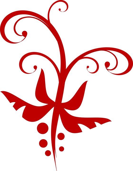 Red Flower Clipart Vine - Red Swirl Art Png Transparent Png (560x720), Png Download