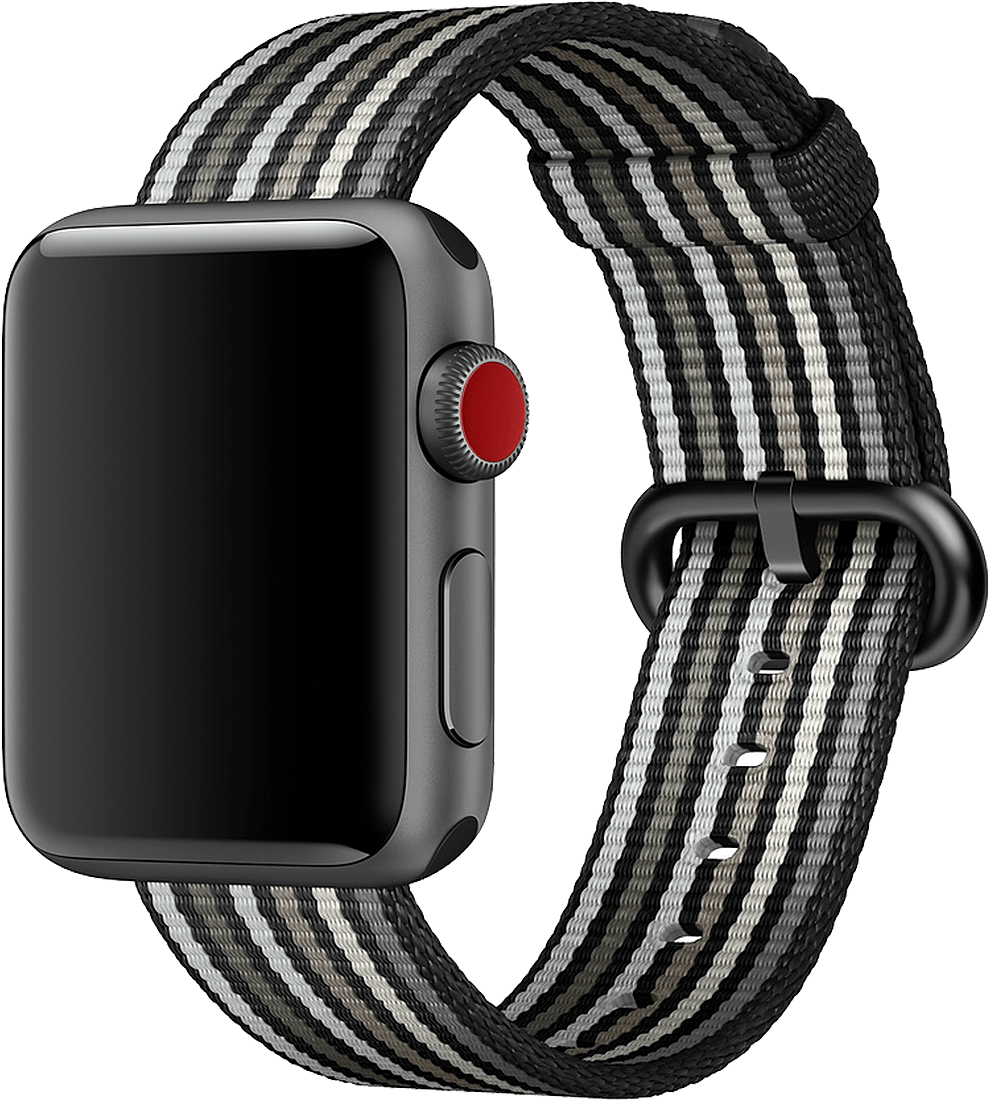 38mm Black Stripe Woven Nylon - Apple Watch Woven Nylon Black Stripe Clipart (989x1100), Png Download