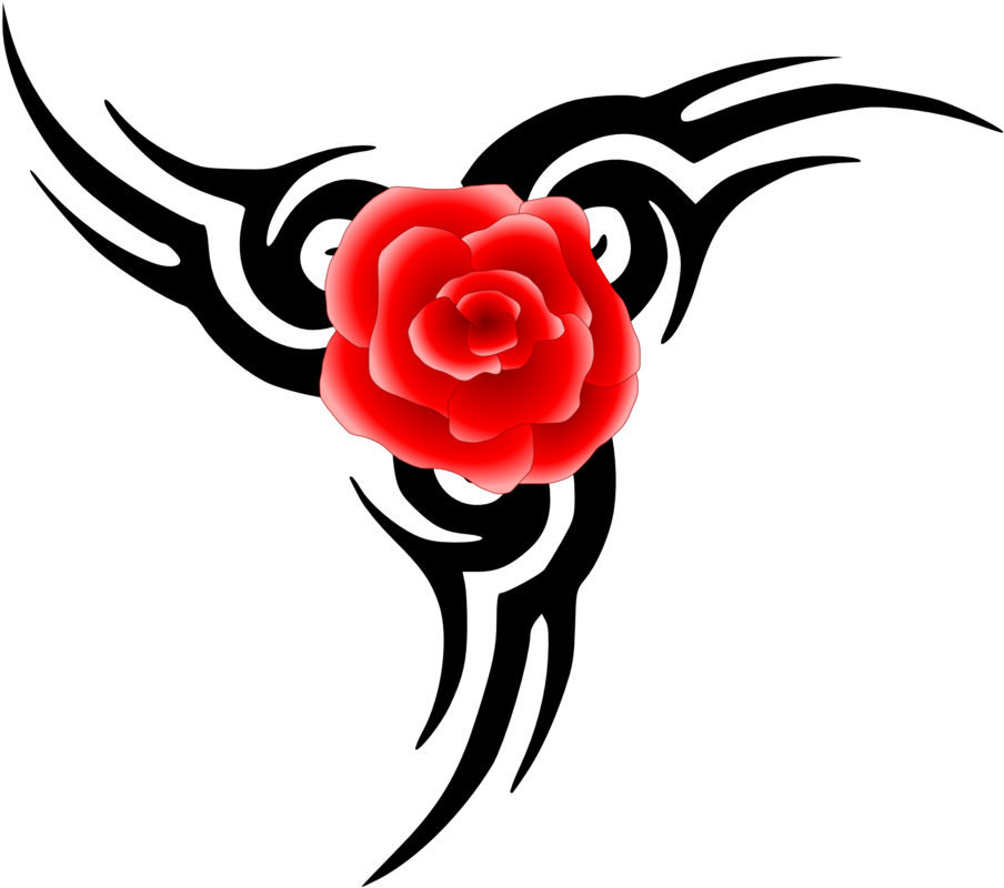 Original Png Clip Art File Tribal Tattoo With Rose Transparent Png (600x530), Png Download