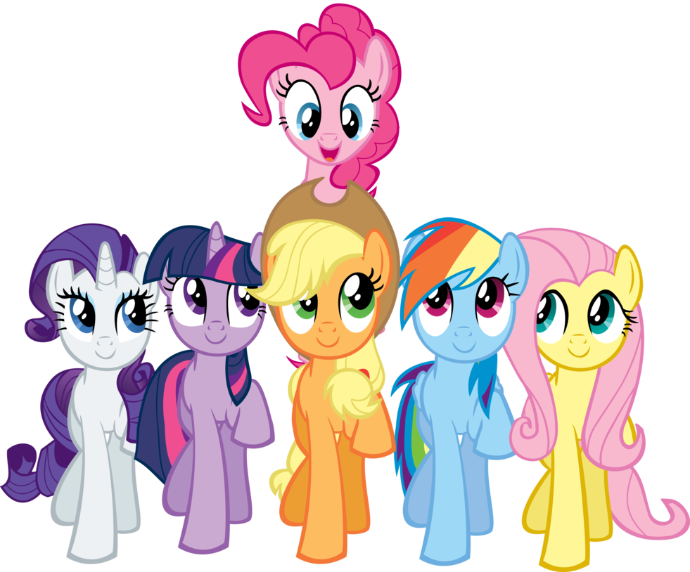 My Little Pony Characters Png Transparent Image - My Little Pony Group Clipart (981x814), Png Download