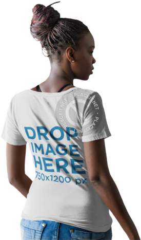 Back Of A Woman With Dreadlocks Wearing A T-shirt Mockup - Girl Clipart (640x480), Png Download