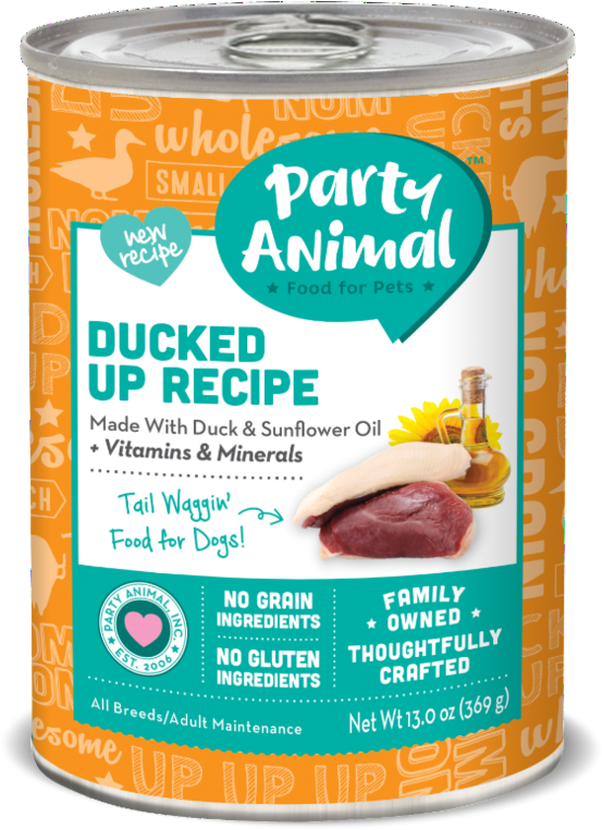Party Animal Grain Free Ducked Up Recipe Canned Dog - Party Animal Clipart (640x888), Png Download