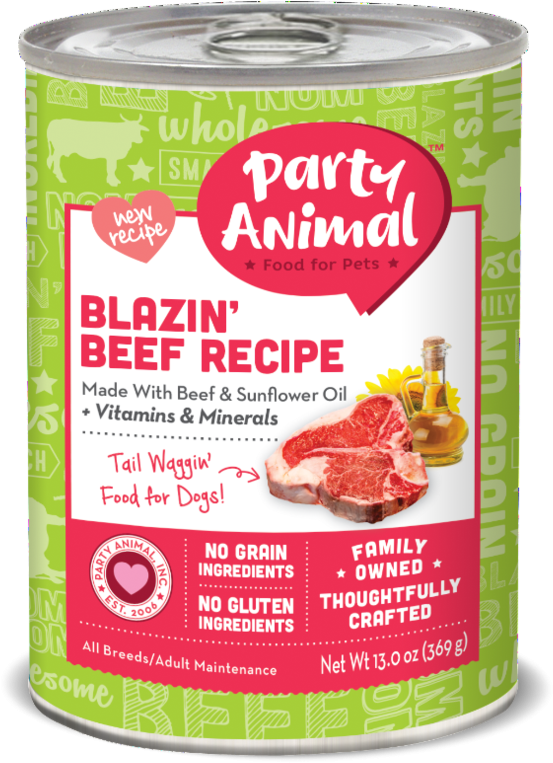 Party Animal Grain Free Blazin Beef Recipe Canned Dog - Party Animal Clipart (640x888), Png Download