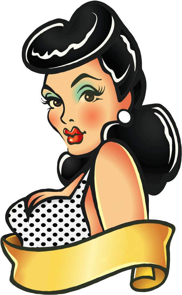 Pinup Girl Sychobilly Rockabilly Tattoo Designs Photo - Rockabilly Pin Up Cartoon Clipart (791x1024), Png Download