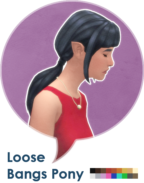 Loose Bangs Pony By Leh Gaming - June's Twin Tails Sims 4 Clipart (500x650), Png Download