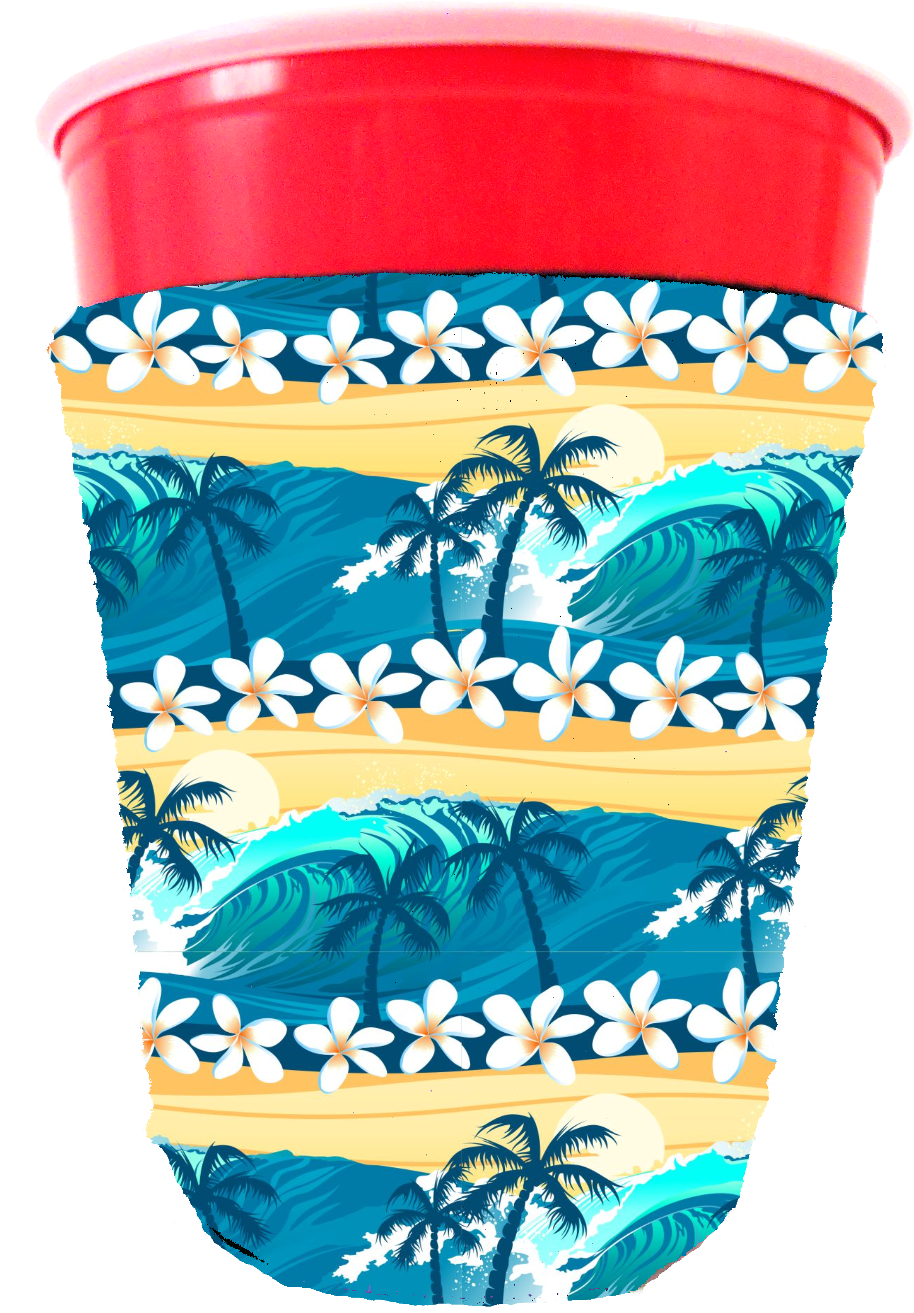 Coolie Junction Tropical Waves Beach Pattern Solo Cup - Animal Figure Clipart (1945x2730), Png Download