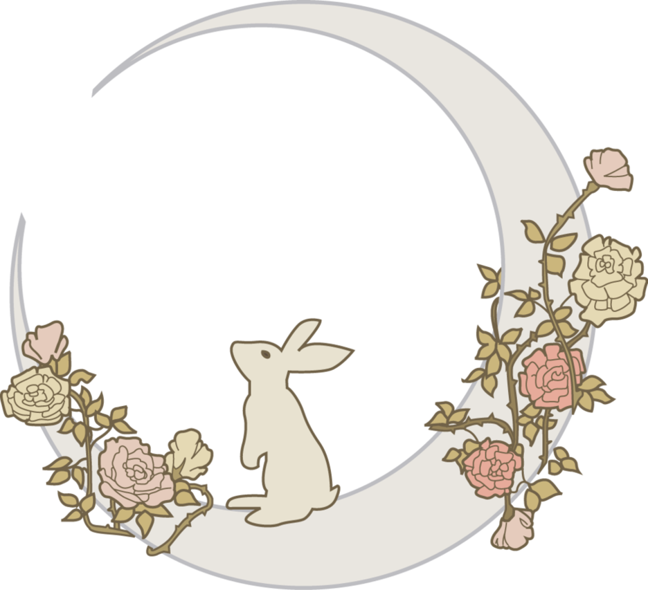 Rabbit On Half Moon With Roses Tattoo Design Clipart (936x853), Png Download