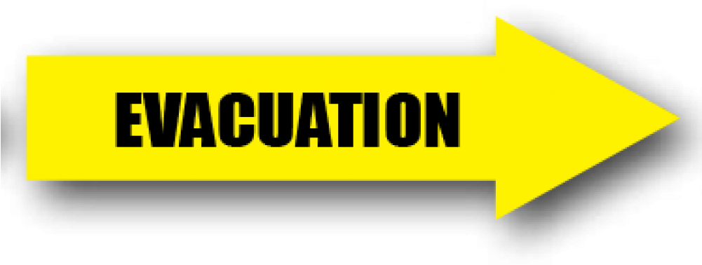 Floor Marking Yellow Directional Arrows For Evacuation - Evacuation Arrow Signs Clipart (1000x460), Png Download