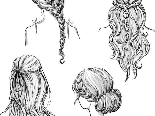 Drawn Braid Hand Drawn - Braided Hairstyles How To Draw Different Hairstyles Clipart (640x480), Png Download