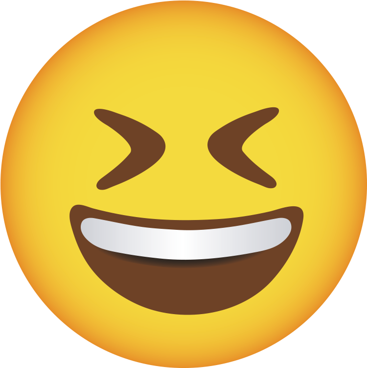 Smiling Face With Open Mouth And Tightly Closed Eyes - Glass Button Clipart (750x751), Png Download