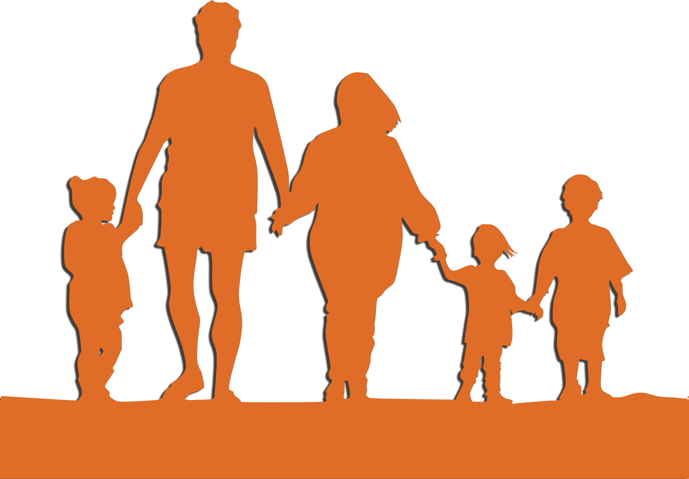 Parents Pictures - Family Holding Hands Silhouette Clipart (2400x1668), Png Download