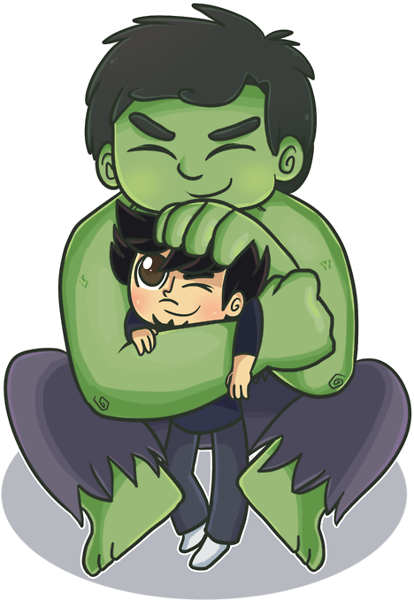 Hulk, Tony Stark, And Bruce Banner Image - Cute Hulk Fan Art Clipart (500x700), Png Download