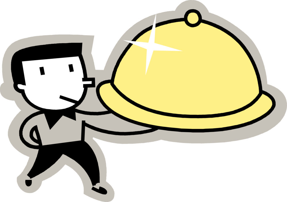 Vector Illustration Of Restaurant Maître D'hôtel Waiter Clipart (996x700), Png Download