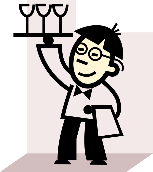 Graphic Black And White Library Restaurant Vector Waiter - Hospitality Management Clip Art - Png Download (623x700), Png Download