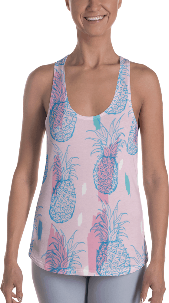 North Halsey Pink Pineapple Racerback Tank - Sleeveless Shirt Clipart (1000x1000), Png Download