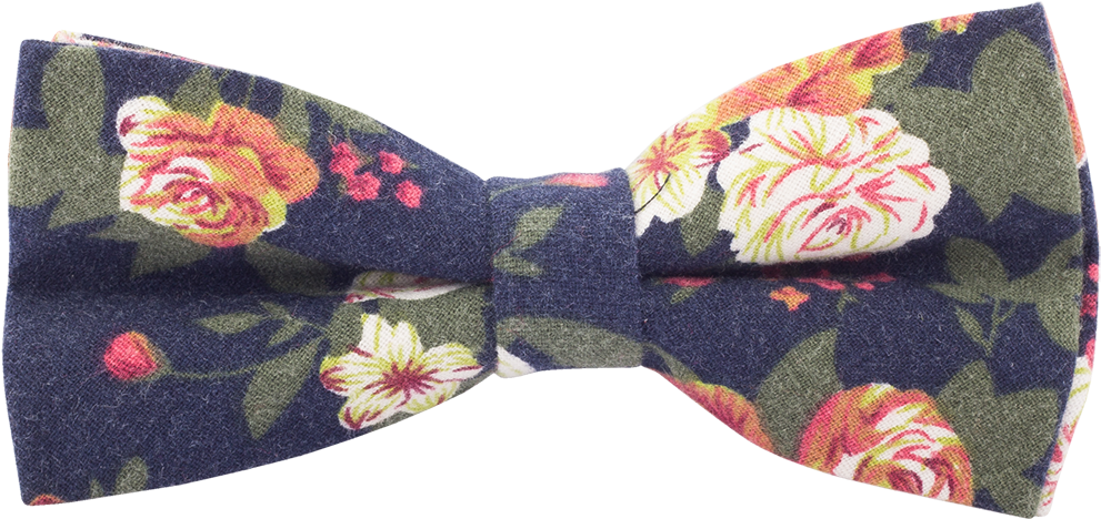 Stylease Exclusive Navy Floral Cocktail Bow Tie - Floral Design Clipart (991x468), Png Download
