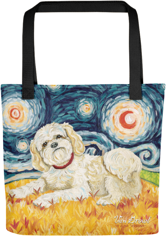 Shih Tzu Starry Night Tote Clipart (576x822), Png Download