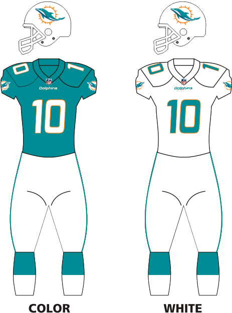 Miami Dolphins Home Uniforms Clipart (850x656), Png Download