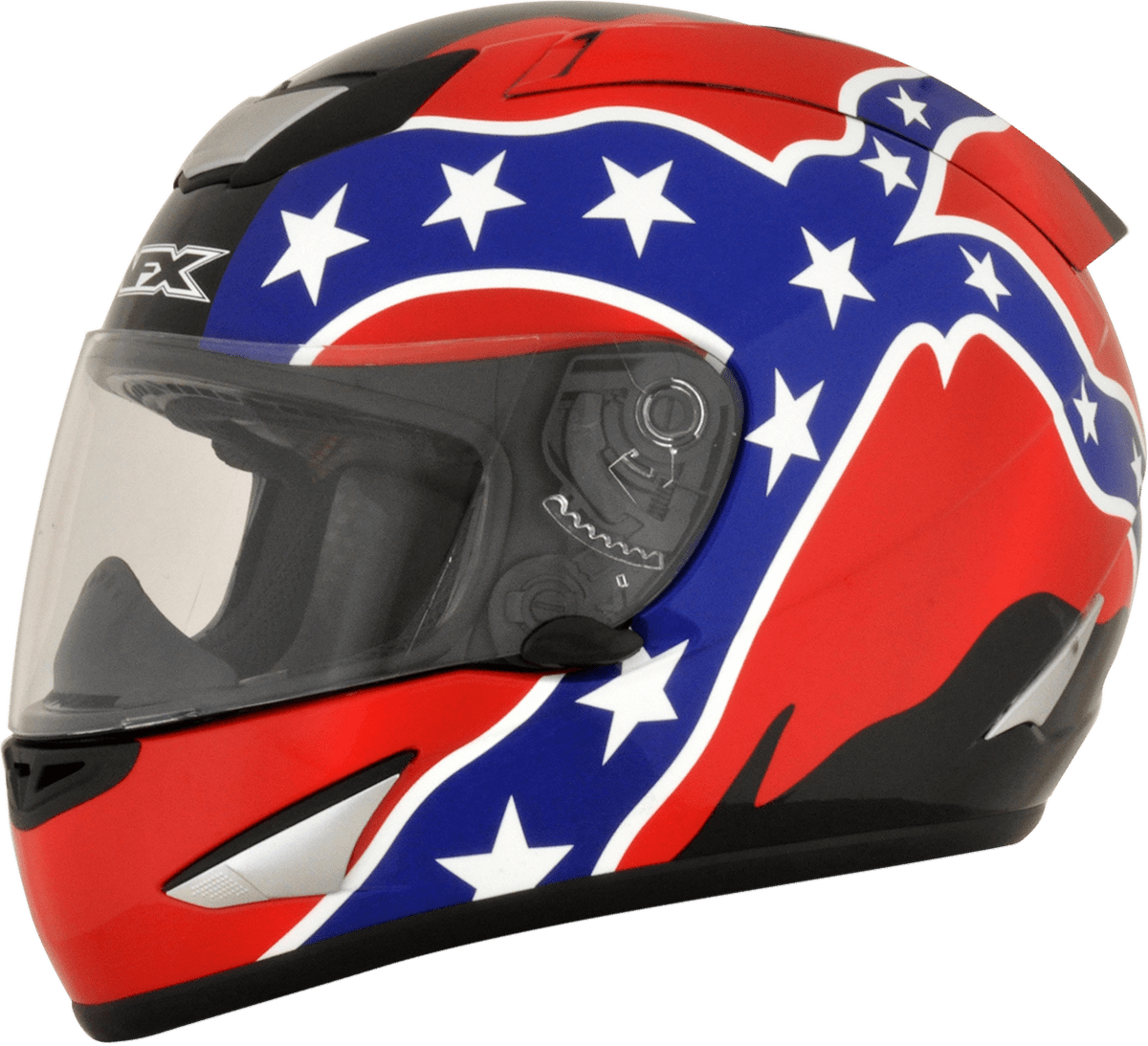Afx Red Uni Rebel Flag Motorcycle Full Face Riding - Motorcycle Helmet Clipart (1200x1093), Png Download