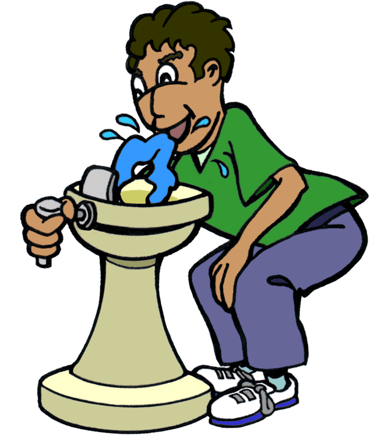 Drinking Water Fountain Clipart Jpg Library - Cartoon - Png Download (1100x910), Png Download