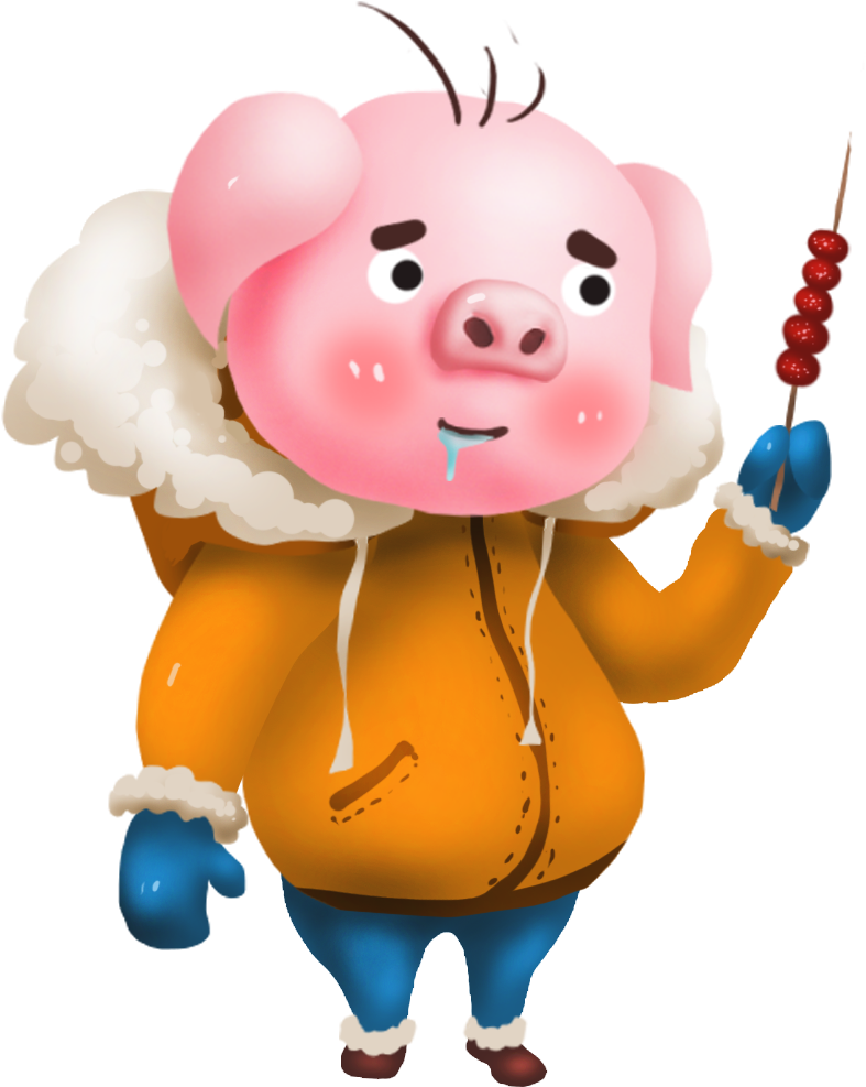 Hand Painted Pig Year Winter Commercial Png And Psd - Cartoon Clipart (1200x1200), Png Download