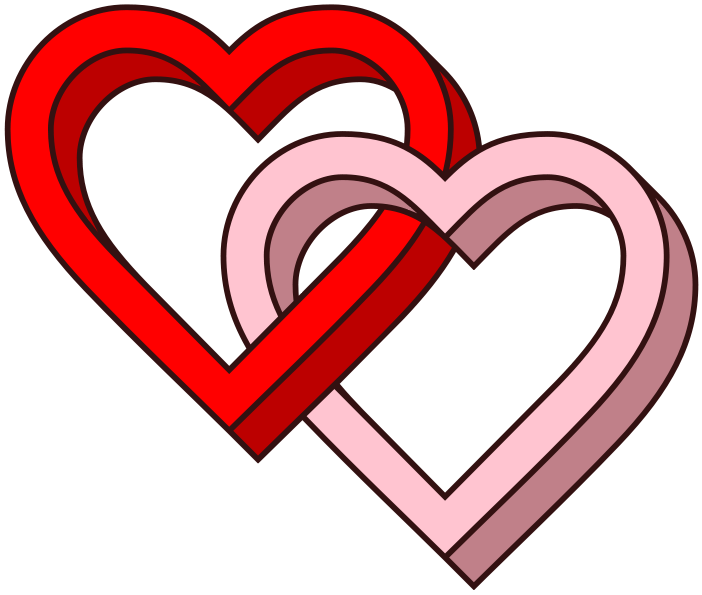 Interlaced Love Hearts-3d - Love Hearts Clipart (720x600), Png Download