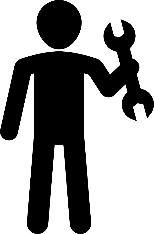 Vector Black And White Library Male Holding Png Icon - Stick Man With Wrench Png Clipart (644x980), Png Download