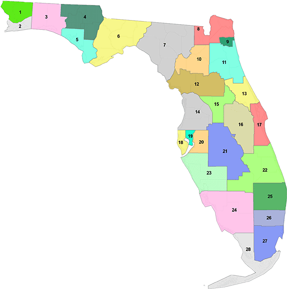 2014 Zone Map Of The Grand Lodge Of Florida - Florida District Map Clipart (600x572), Png Download