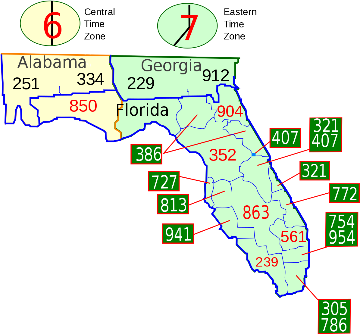Download Map Florida Area Codes 1200px Area Code Fl Svg Florida Florida Area Code Map Clipart