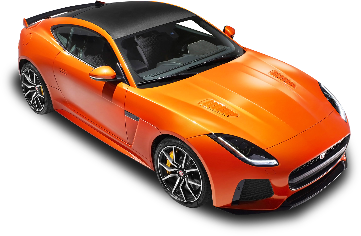 Orange Jaguar F Type Svr Coupe Top View Car - 2012 Jaguar F Type Orange Clipart (1509x1040), Png Download