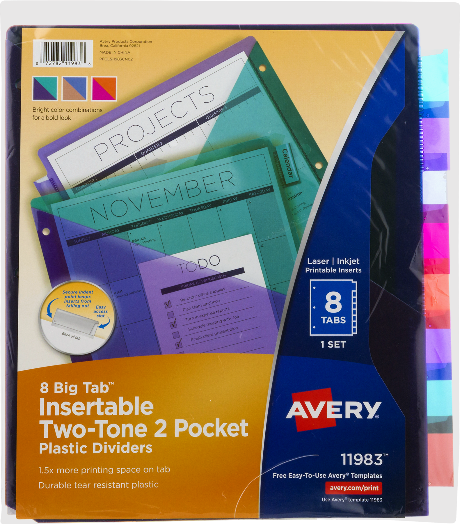Avery Two Tone Big Tab Plastic Double Pocket Insertable - Binder Dividers With Pockets Clipart (1800x1800), Png Download
