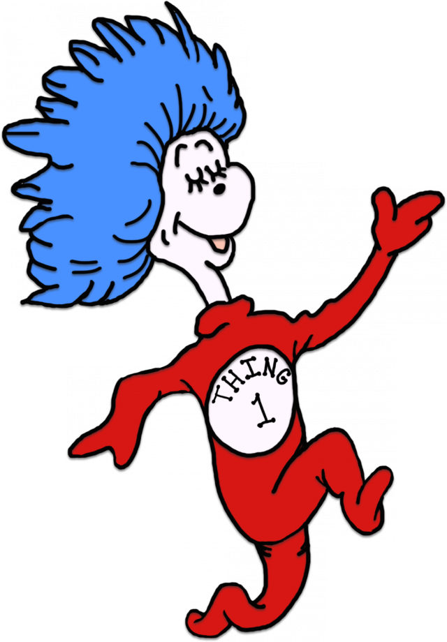 Dr Seuss Free Clip Art Dr Seuss Cat In The Hat Clip - Thing One Character - Png Download (640x920), Png Download