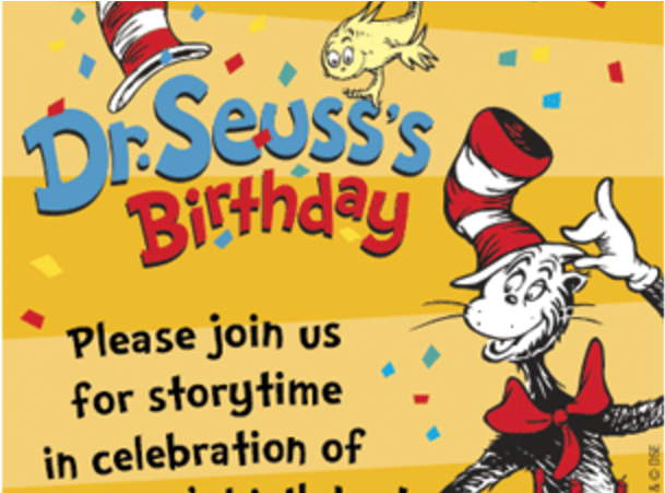 Seuss's Birthday Storytime At Books Inc - Dr Seuss Clipart (800x450), Png Download