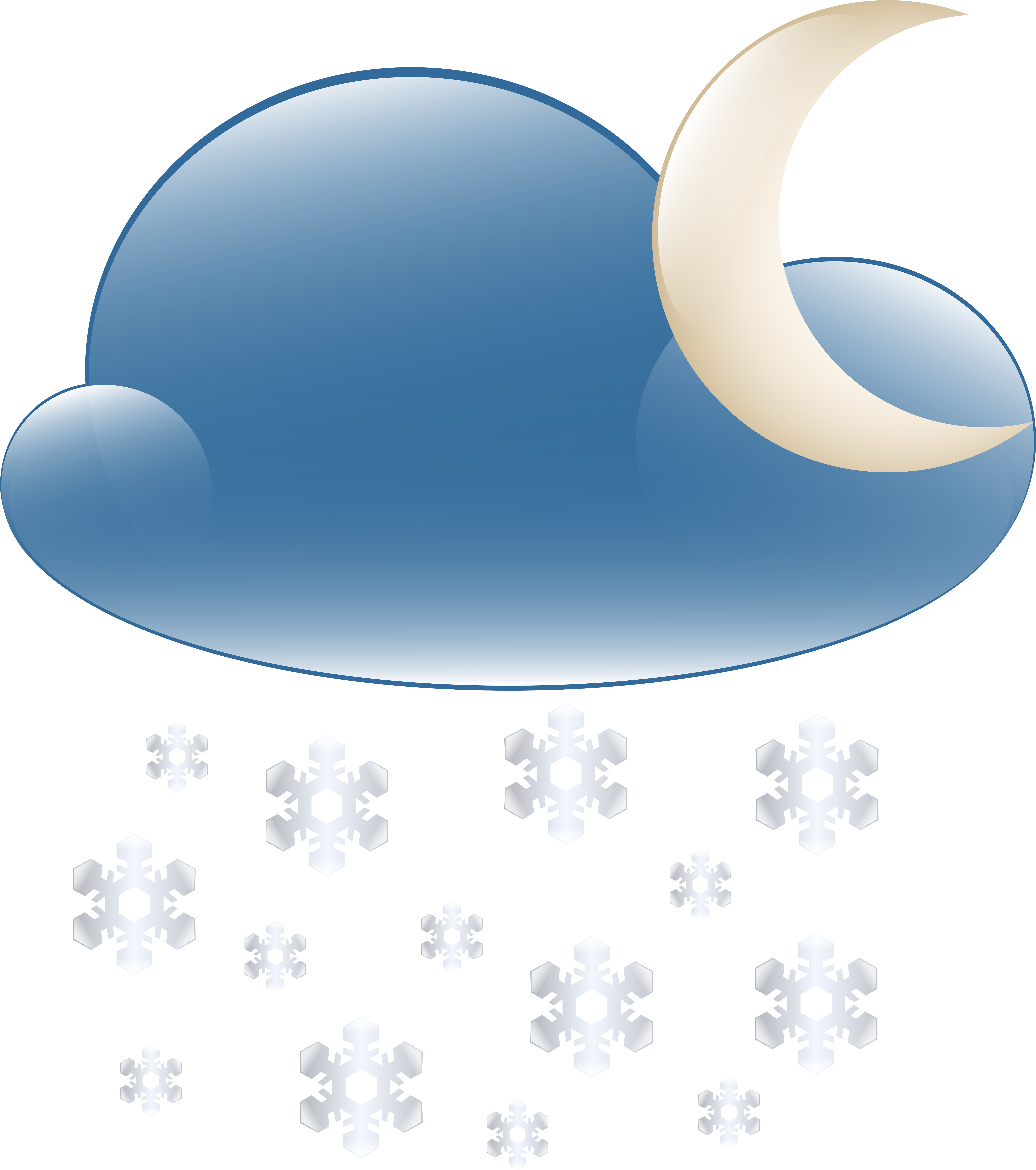 Snowy Cloud Night Weather Icon Png Clip Art Transparent Png (7082x8000), Png Download