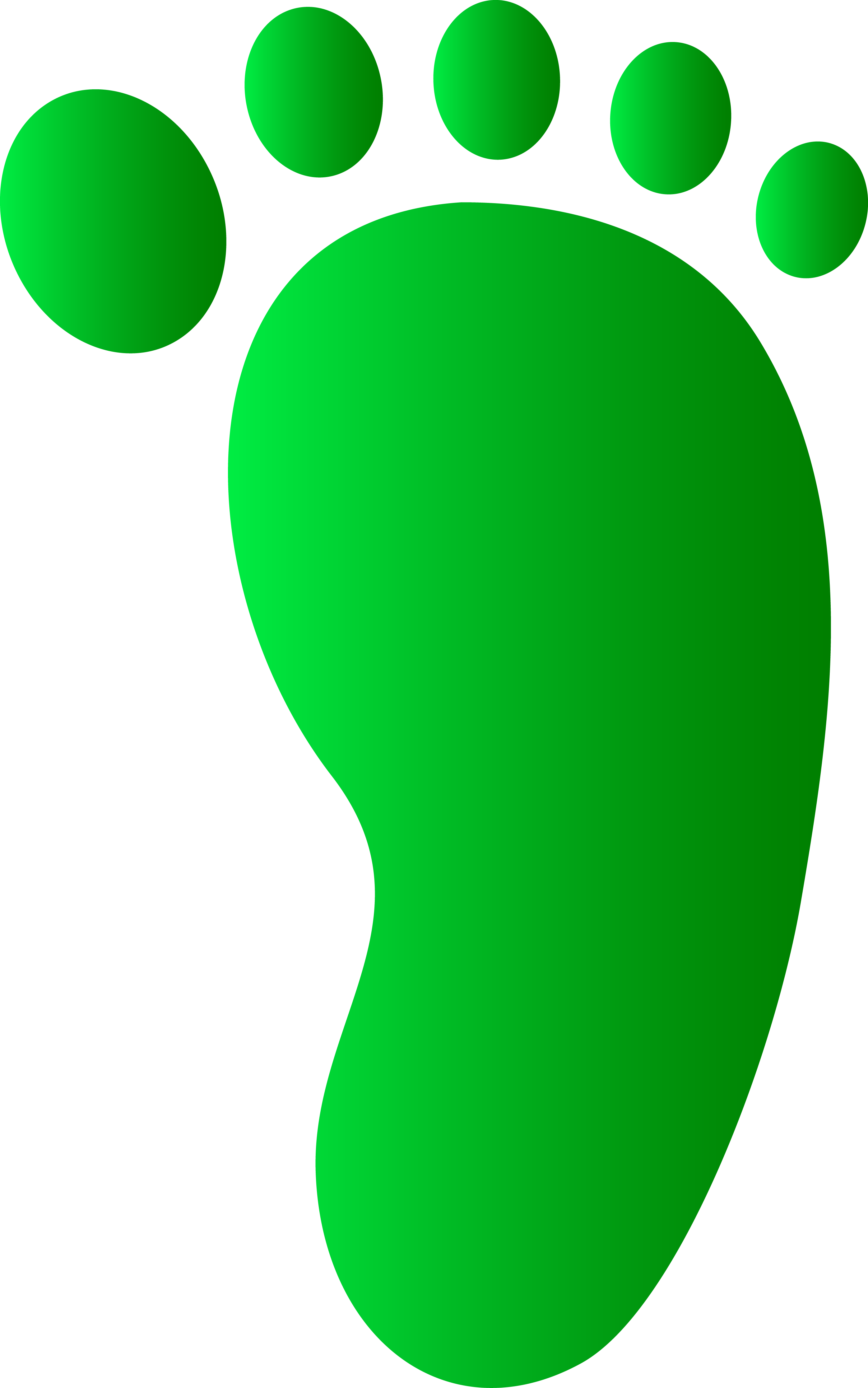 Footstep - Foot Print Clipart Green - Png Download (2791x4461), Png Download