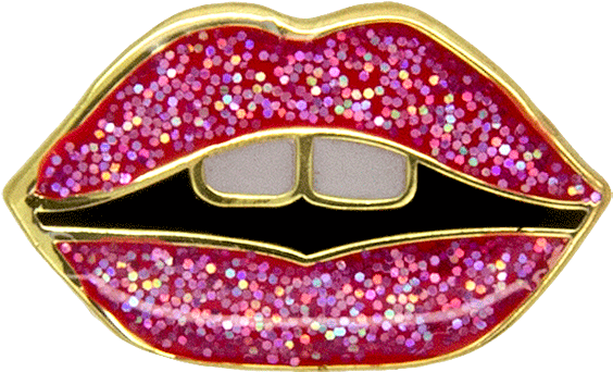 Mini Lips Pin, Pink Glitter - Ring Clipart (600x600), Png Download