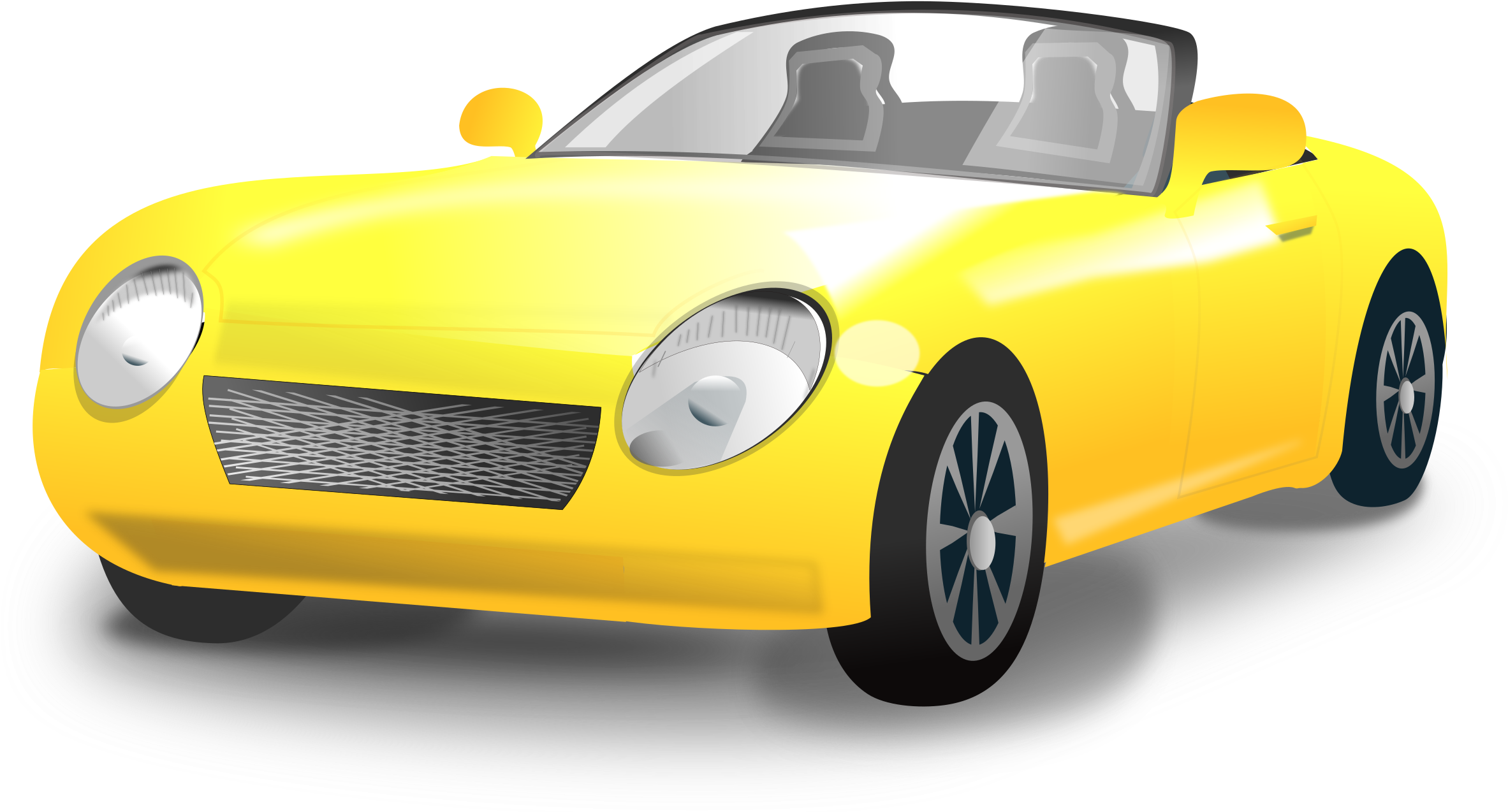 Yellow Convertible Sports Car Png Freeuse Library - Yellow Car Clipart Png Transparent Png (2400x1275), Png Download