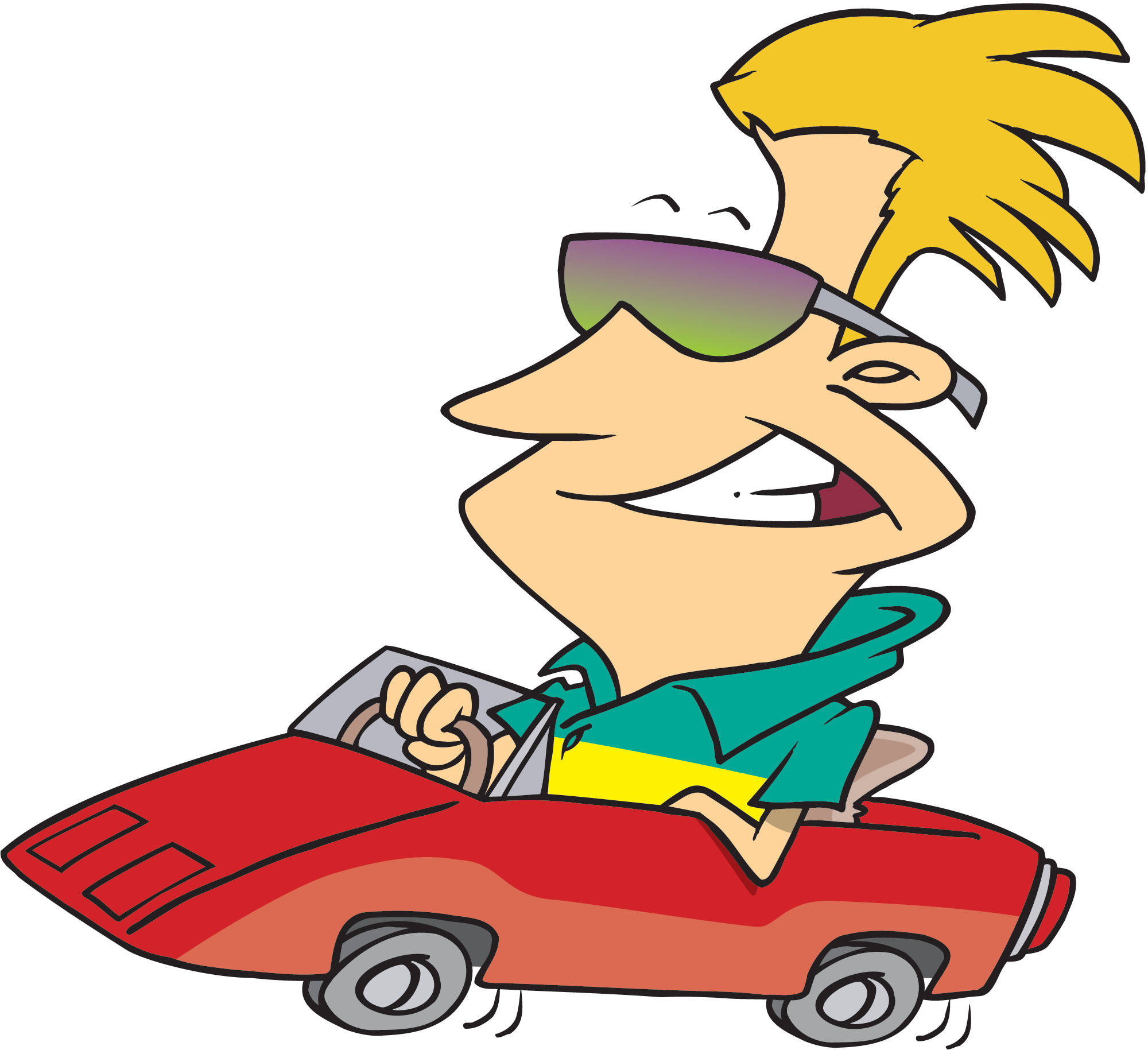 Cartoon Clipart Image Funny Cartoon Guy Driving His - Cartoon Guy In Car - Png Download (2000x1829), Png Download