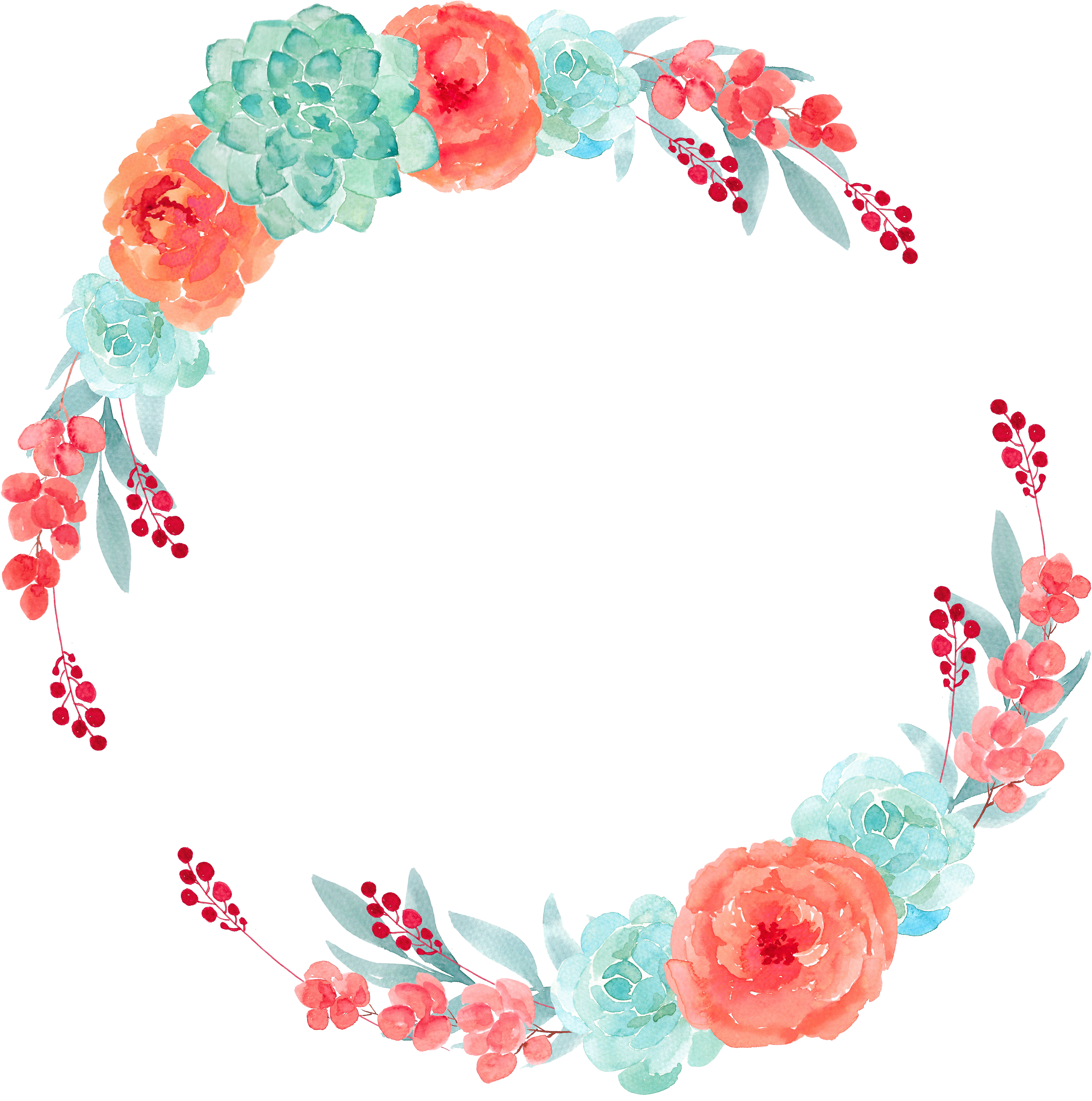Watercolor Wreath Png Clipart (5000x5000), Png Download