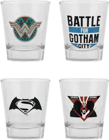 Batman V Superman Shot Glass Set Of - Pint Glass Clipart (600x600), Png Download