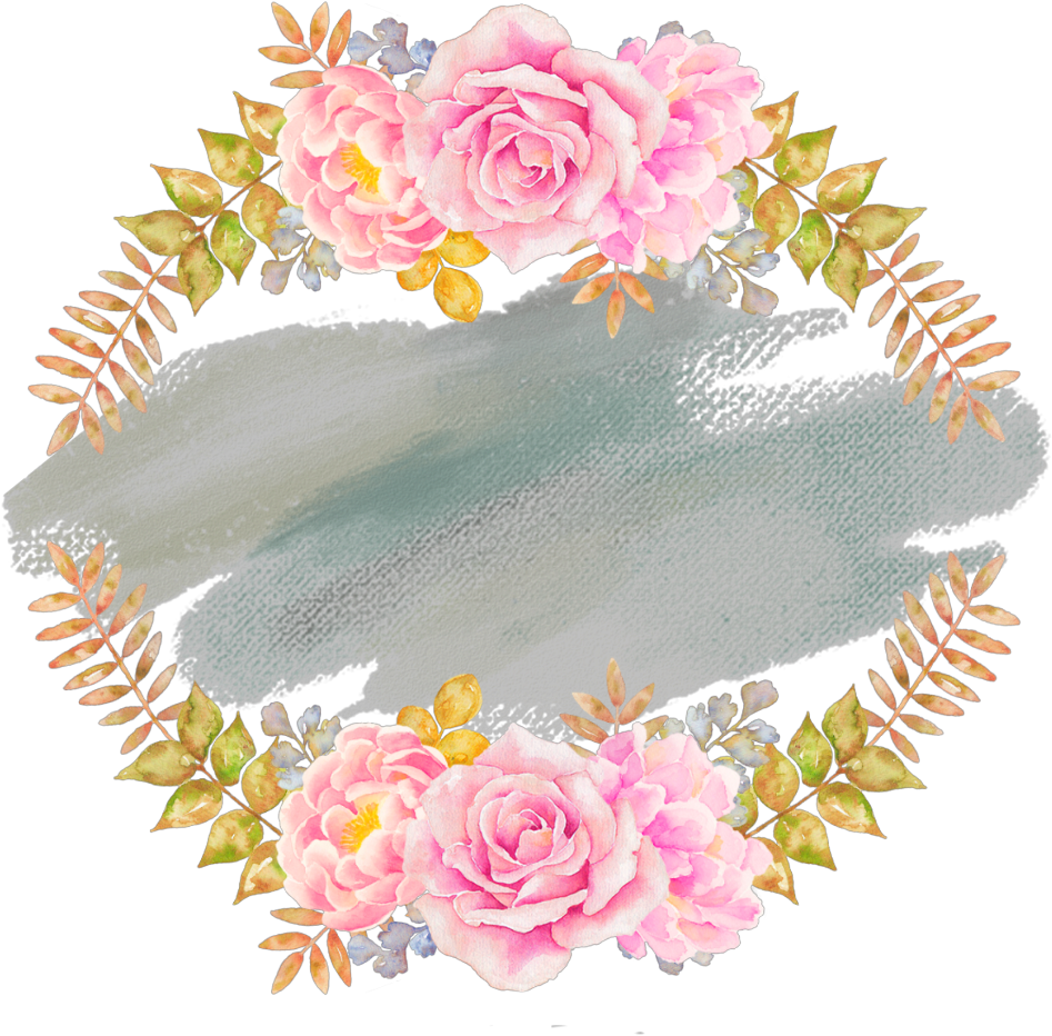Ftestickers Watercolor Wreath Floral Pink - Beautiful Hand Paint Watercolor Frame Clipart (1024x1024), Png Download