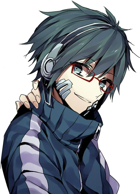 Anime Masculino Png - Anime Boy With Glasses And Headphones Clipart (500x650), Png Download