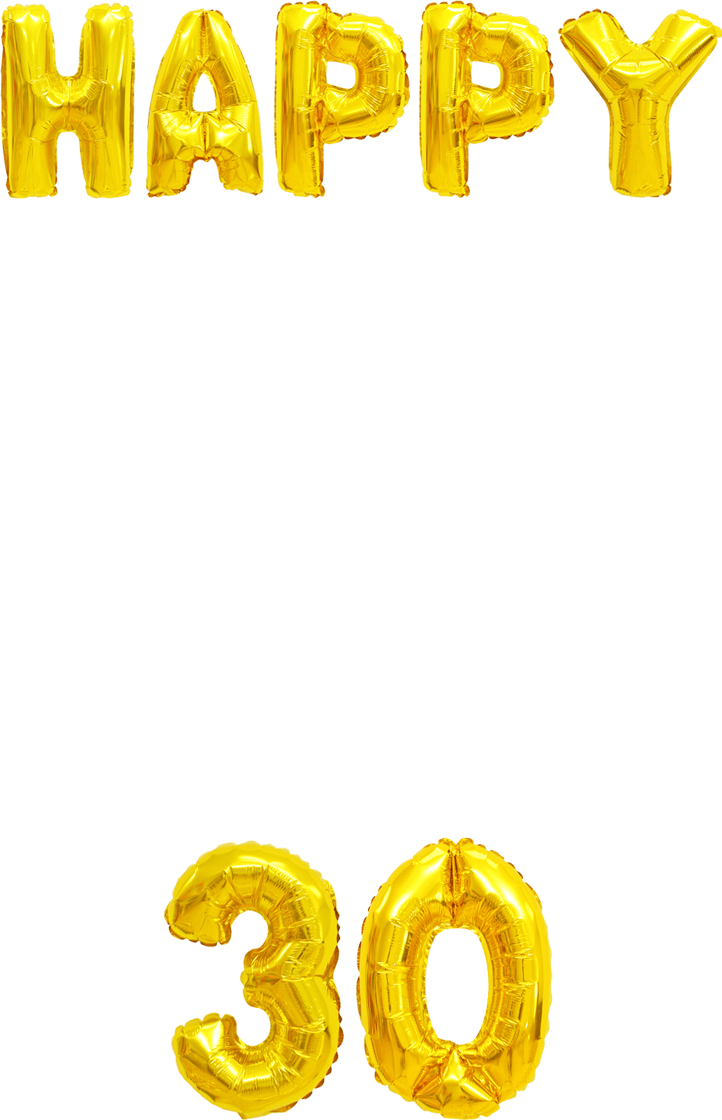 Gold Balloons 30th Clipart (1034x1602), Png Download