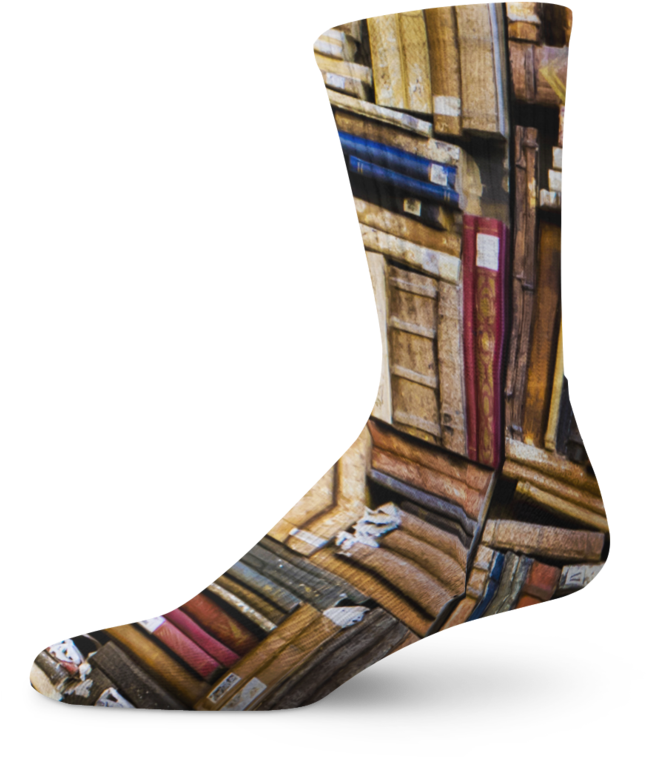 Old Books Crew Socks Clipart (646x757), Png Download